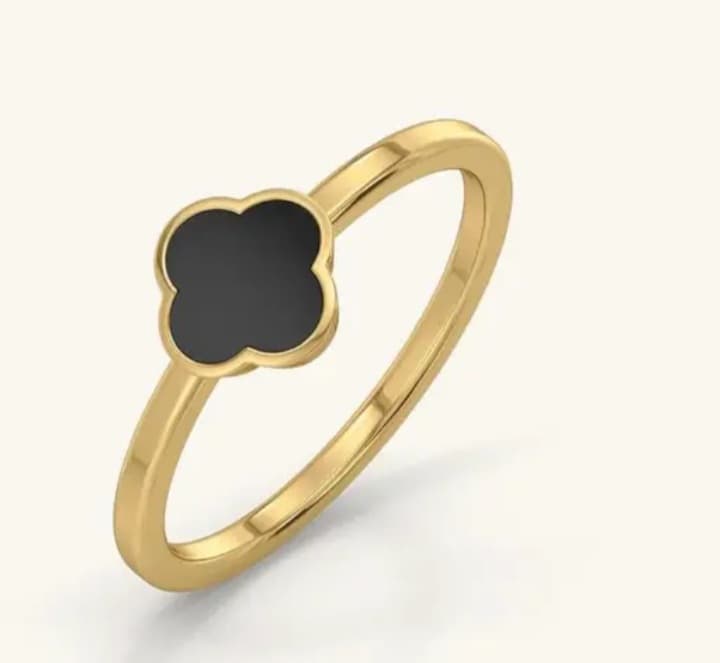 Black Stone Korean Ring For Women