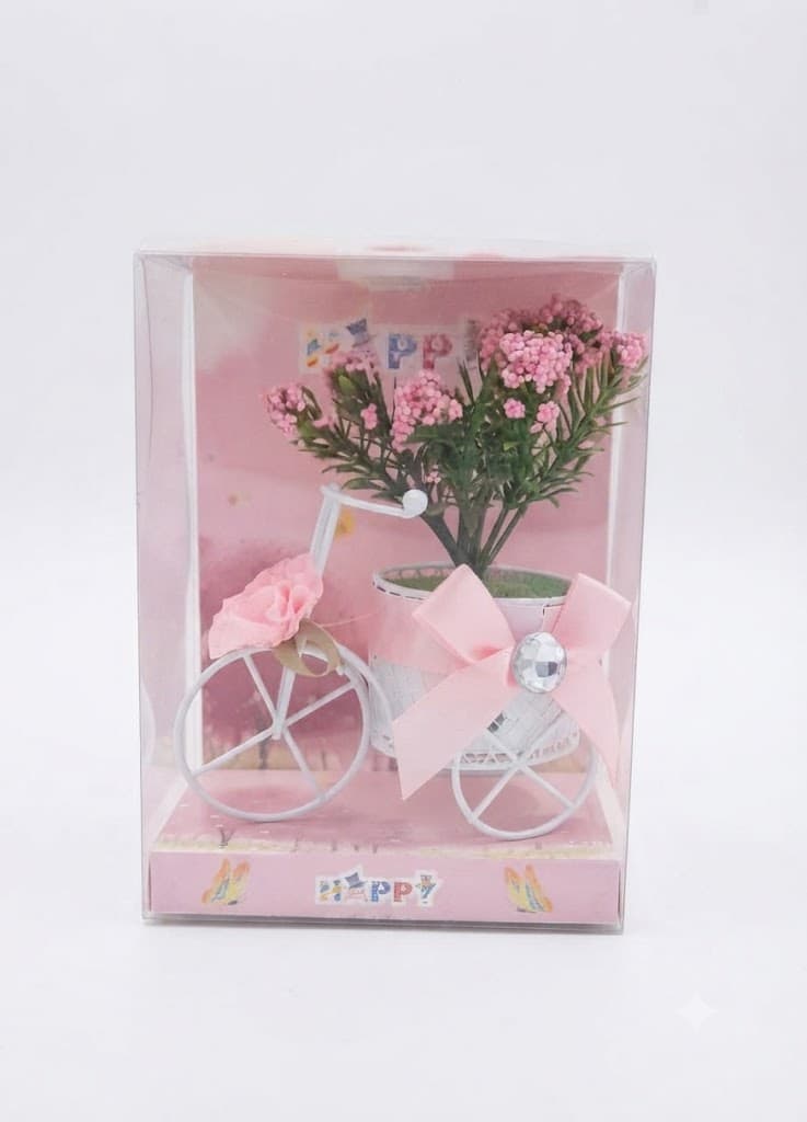 Tricycle White Cycle With Pink Flowers