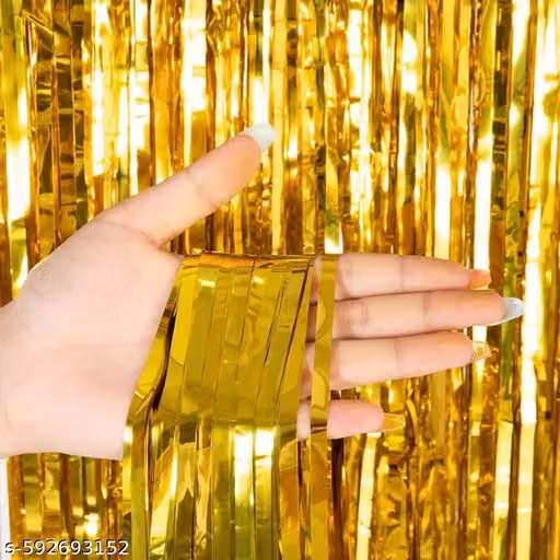 Golden Foil Jhalar Curtain for Birthday & Party Decoratio