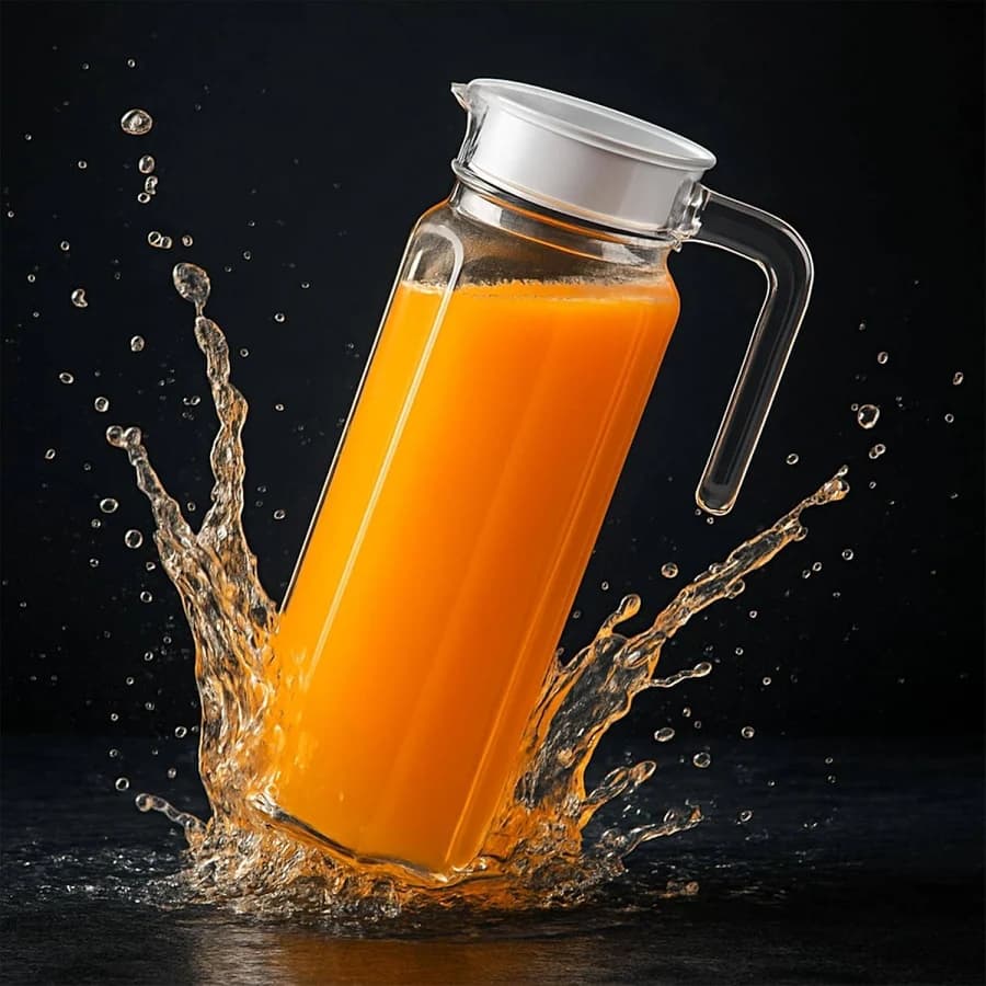 Zenvick Water Jug - Detox Glass Jugs with Lid for Dining Table - Elegant 1100 ml Transparent Pitcher for Juice, Iced Tea, Infused Water, Milk,