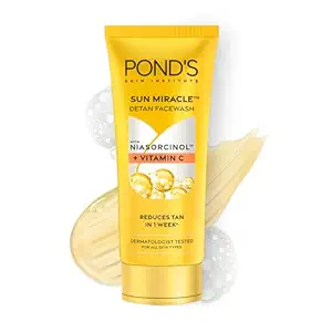 Pond's Detan Face Wash for Tan Removal in Just 7 Days | Contains Vitamin C and Niacinamide | Facewash for All Skin Types, 100gm